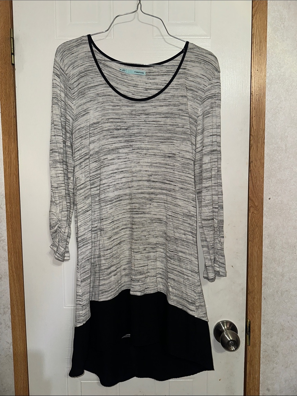 Gray Marled Tunic with Black Trim